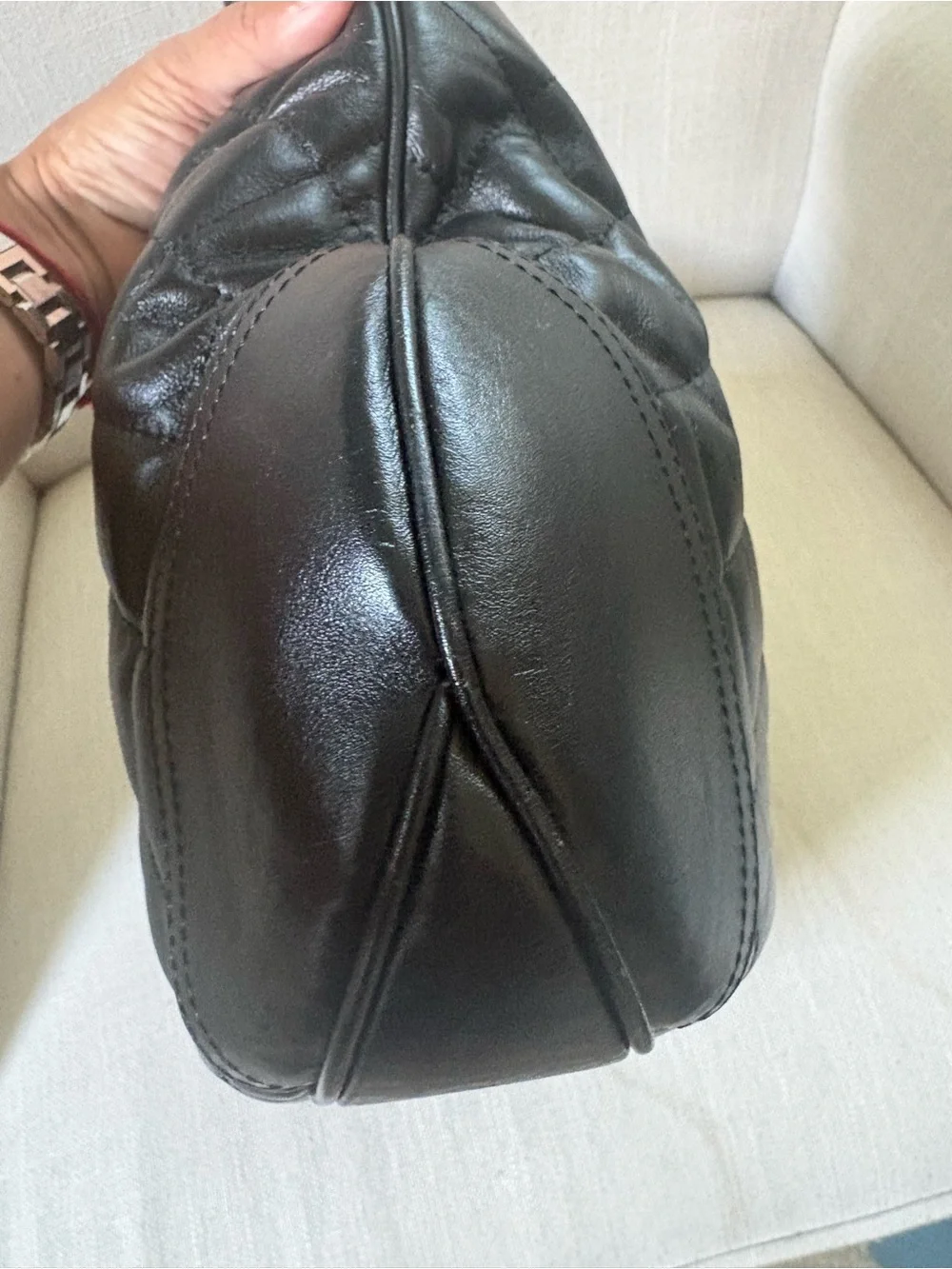 Burberry Black Quilted Leather Shoulder Bag with Gold Hardware